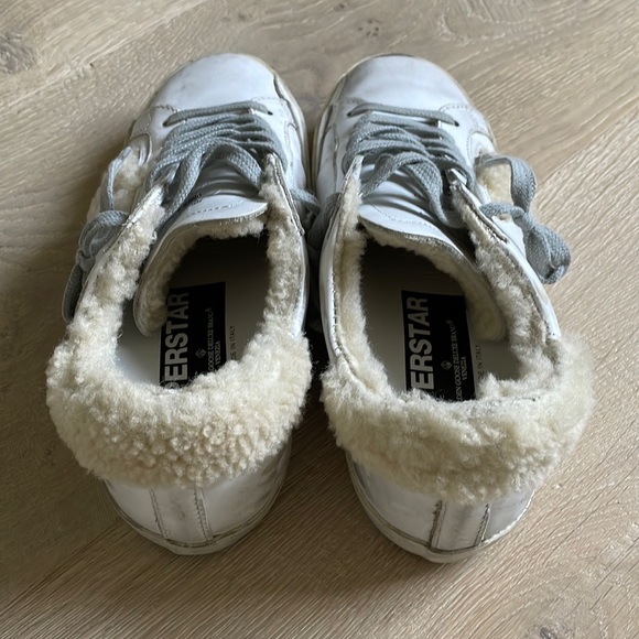 Golden Goose White Shearling Sneakers with Shearling Star. Size 36. - Picture 7 of 10